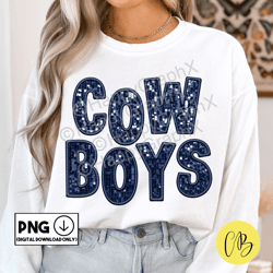 Cowboys Faux Sequin Png, Faux Embroidery Patch, Sparkly Tshirt Design, School Spirit, Sublimation Design