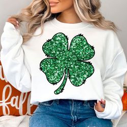 Faux Sequins Lucky Shamrock PNG Design, St Patricks Day Png, Lucky Sublimation, Shamrock Png