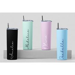 Personalized Tumbler with Straw Stainless Steel Cup Bridesmaid Tumbler Custom Tumbler Insulated Tumbler Skinny Tumbler B