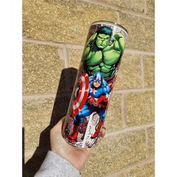 Avengers Metal 20oz Tumbler | Hot Cold | Travel Cup Bottle | Children's Birthday present Valentine Disney Thor Iron man