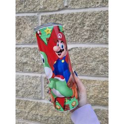 Personalised Super Mario Metal 20oz Tumbler | Hot and Cold Drinks | Travel Cup Bottle | Birthday present Valentines | Ch