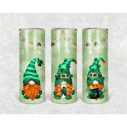 20 or 30oz Skinny Tumbler | St. Patrick's Day | Gnome | Green | Cute | Sublimation | Skinny | Straight | Lid with Straw