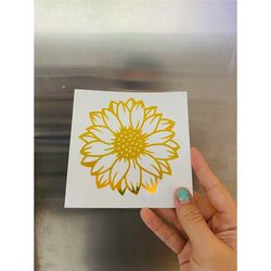 holographic sunflower decal, summer, cute, flower, car decal, laptop decal, car accessories, gift