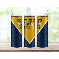 West Virginia Blue and Gold Leopard Print Tumbler, College Tumbler Cup, West Virginia Gift for Her, Moutaineer Gifts, Fo
