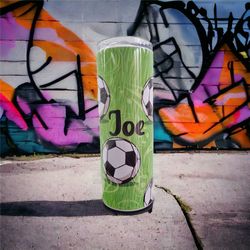 Personalised Football Metal 20oz Tumbler | Hot Cold | Travel Cup water bottle | sports footy soccer man United City Chel