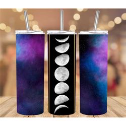 20 or 30oz Skinny Tumbler | Moon Phase | Galaxy | Sublimation | Double Walled | Lid with Straw | Pretty | Cute | Fun