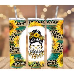 20 or 30oz Skinny Tumbler | Sunflower| Cheetah | Blessed Mama | Sublimation | Rustic | Skinny | Straight | Lid with Stra
