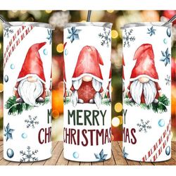 20 or 30oz Tumbler | Skinny | Christmas Tumbler| Christmas Gnomes | Double Walled | Lid with Straw | Sublimation | Festi