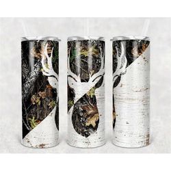 20 or 30oz Skinny Tumbler | Camp| Deer| Camo | Wood | Sublimation | Skinny | Straight | Lid with Straw | Double Walled