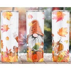 20 or 30oz Skinny Tumbler | Skinny | Tumbler | Fall | Pumpkin | Gnome | Straight | Sublimation | Double Walled | Lid Wit