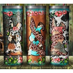 20 or 30oz Skinny Tumbler, Easter, Easter Bunnies, Leopard Cowhide, Cactus, Easter Day, Cute, Lid with Straw, double wal