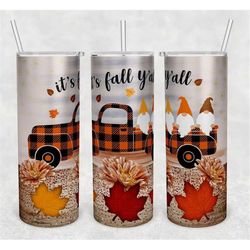 20 or 30oz Skinny Tumbler| gnome| gnomes| Fall | Autumn | Truck | Sublimation | Leaves | Pumpkin | Double Walled | Lid w