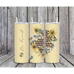 20 or 30oz Skinny Tumbler, Skinny, Tumbler, Bee, Honeycomb, Sublimation, Double Walled, Lid with Straw, Cute