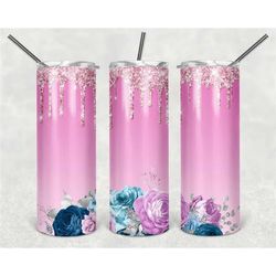 20 or 30oz Skinny Tumbler | Flower | Purple | Sublimation | Skinny | Straight | Lid with Straw | Double Walled