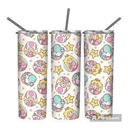Princess Peach, 20oz Skinny Tumbler, Tumbler With Lid and Straw,Perfect Gift