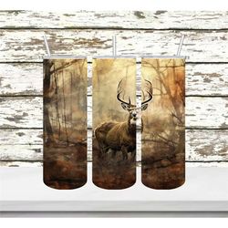 Deer in the Mist Stainless Steel Double Walled   20oz Skinny 30oz Skinny Tumbler coworker friend holiday gift her him da