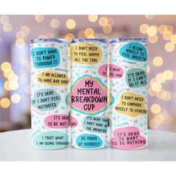 Tumbler Teal Mental Health Daily Affirmation Stainless Steel Double Walled   20oz 30oz Skinny gift-for quote positive se