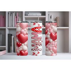Mama Valentine 20oz Skinny Tumbler, Water bottle, Lid and straw included, Made for hot and cold drinks, Stainless Steel,