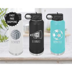 sports water bottle, soccer tumbler, volleyball water bottle, soccer gift, cheer tumbler, dance tumbler, gymnastics gift