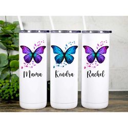 butterfly tumbler, butterfly wine cup, butterfly gift, gift for butterfly lover, gift for women, personalized tumbler, b