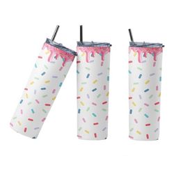 Confetti, 20oz Skinny Tumbler, Tumbler With Lid and Straw,Perfect Gift
