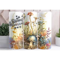 Blooms and Shrooms Tumbler, Tumbler Cup, 20oz Stainless Steel Cup with Metal Straw, Lid, and Straw Cleaner, Coffee Mug