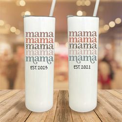 Mama Gifts Personalized, Retro Mama Tumbler, Mama Established, Mama Tumbler, Mother's Day Gifts, Mom Tumbler, Mom To Be