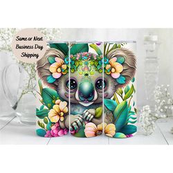 Koala Tumbler, Tumbler Cup, 20oz Stainless Steel Cup with Metal Straw, Lid, and Straw Cleaner, Coffee Mug