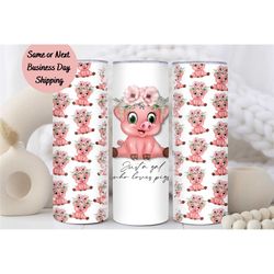 Just a Gal Who Loves Pigs Tumbler, Tumbler Cup, 20oz Stainless Steel Cup with Metal Straw, Lid, and Straw Cleaner, Coffe