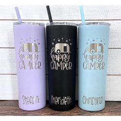 Personalized Camping Trip Tumbler, Happy Camper Tumbler, Camping Vacation, Cups for Camping, Family Vacation Gift, Trave