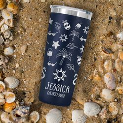 Personalized Tropical Tumbler, Laser Engraved, Vacation Tumbler, Personalized Tumbler, Girls Trip, Girls Weekend, Beach