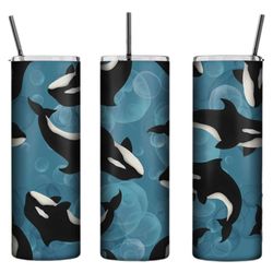 Personalised Tumbler- Orca Killer Whale 20oz Tall Skinny Tumbler, Personalised Gifts, Customisable Drink Bottles, Orca O