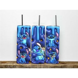 3D Blue Stitch Sublimation Tumbler | Stainless Steel 20 Oz Tumbler Gift for Kids Cartoon Lovers | Custom Tumbler for Hot
