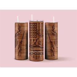 Hunting American Flag Tumbler, Personalized Deer Hunter Tumbler, Outdoor Hunter Tumbler, Gift for Dad, Gift for Grandpa,
