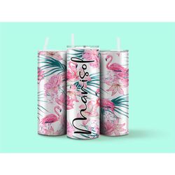 Personalized flamingo tumbler, tumbler with name, custom made cup, summer vibes tumbler, flamingo cup, pink personalized