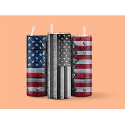 American Flag 20oz Tumbler, Personalized American Flag Metal Tumbler with Name, 4th of July Cup, Fourth of July Tumbler,