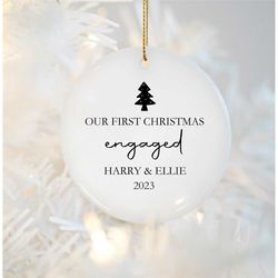 Personalised First Christmas Engaged Bauble | Engagement Gifts | Couple Christmas Present | Handmade  Christmas Decorati