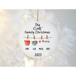 Personalized Family Christmas Ornament, Christmas gloves Ornament, Custom Christmas Bauble, Family Gift, First Christmas