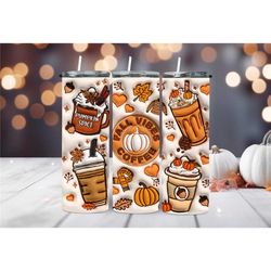 Fall Vibe Coffee Latte Cup Inflated Halloween Tumbler,Pumpkin Sweater Weather Cozy Season Travel Mug,Fall Lover,Skinny T