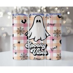 Spooky Vibes Ghost Tumbler - Halloween Messy Bun Tumbler - Fall Tumbler - Halloween Cups - Ghost Tumbler - Pumpkin Tumbl