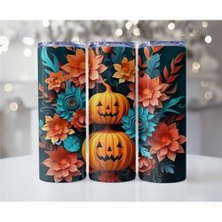 Pumpkin Halloween Tumbler - Gift for Fall Lover - Autumn Tumbler - Fall Spooky Gift for Her - Cute Halloween Pumpkin Tum