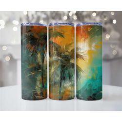 Palm Tree Beach Tumbler - 3D Palm Tree Tumbler - Beach Tumbler With Straw - Palm Tree Cup - Palm Tree Lover Tumbler - Su