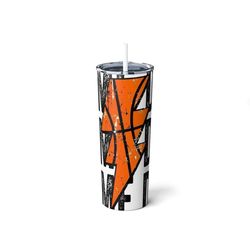 game day,white black orange basketball quote cup,lighting bolt distressed,motivation saying,travel mug,skinny steel tumb