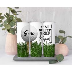 Custom Golf 20oz Tumbler Gift for Him, Eat Sleep Golf Repeat Cup