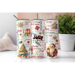 Jolly Vibes Christmas Tumbler, 20 oz Skinny Tumbler, Retro Holiday, Christmas Coffee Cup, Insulated Tumbler Cup, Christm