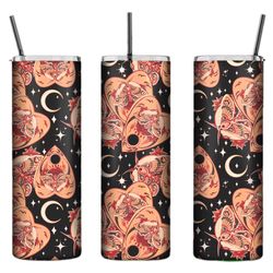 Personalised Tumbler- Moths Planchettes and Moons 20oz Tall Skinny Tumbler, Personalised Gifts, Customisable Bottle, Mot