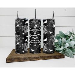 Salem Witches Brew Tumbler, Witchy Tumbler With Straw Wiccan Tumbler, Bats Cobwebs Drinkware, Unique Gift