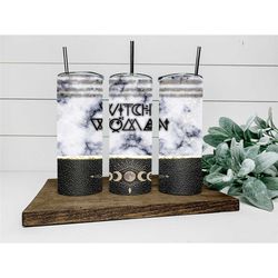 Witchy Woman Tumbler, Witchy Marble Drinkware, Plastic Straw Wiccan Tumbler,  Unique Gift, Gothic Tumbler