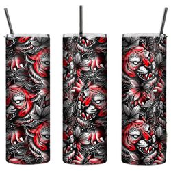 personalised tumbler- tattoo style tigers, 20oz tall skinny tumbler, personalised gift, customisable drink bottle, tatto
