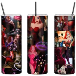 Personalised Tumbler- Jessica Rabbit Valentine 20oz Tall Skinny Tumbler, Personalised Gifts, Customisable Hand Drawn Fan